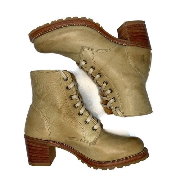 Frye Sabrina Stonewashed Leather Lace Up Chunky Heeled Combat Ankle Booties 6.5 - Picture 5 of 9